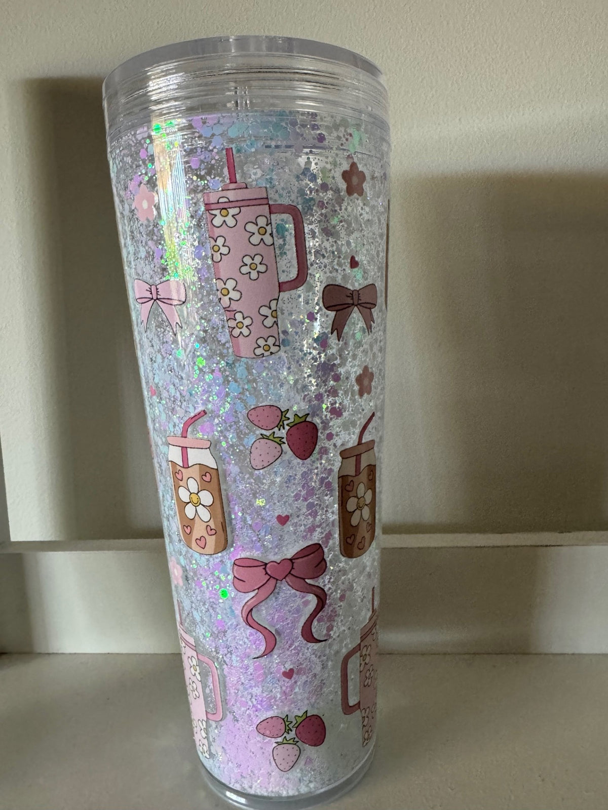 24oz pink tumbler with colorful designs on a plain background.
Homemade - BH Creations By Mel