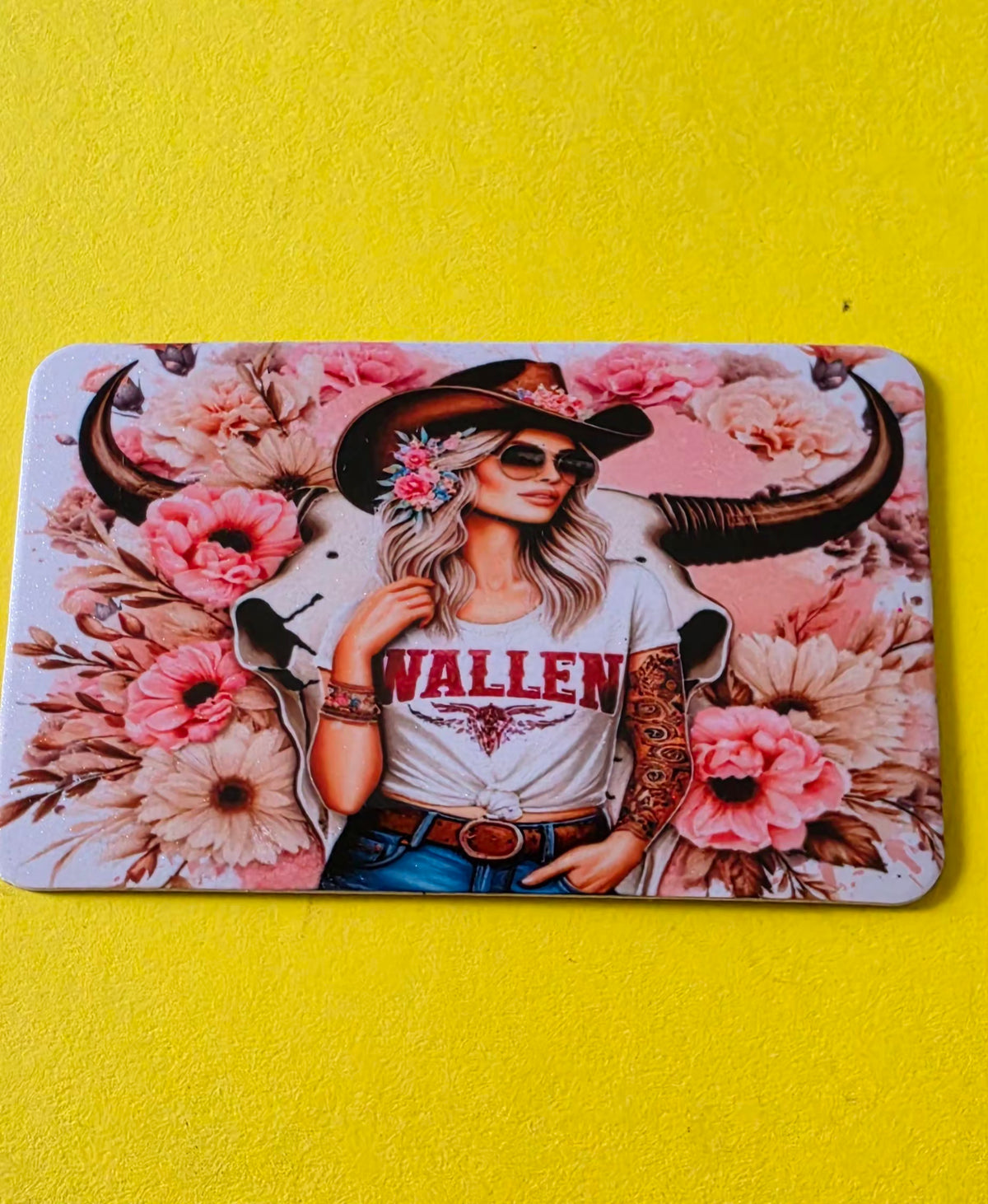 Women wearing Wallen T-shirt with pink flowers.
Homemade - BH Creations By Mel